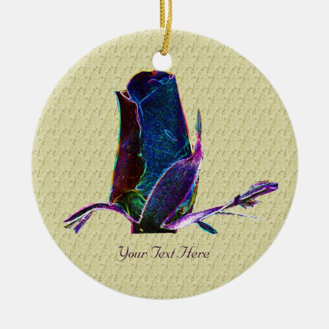 Ornamento floral de Rosebud azul eléctrico (Frente)