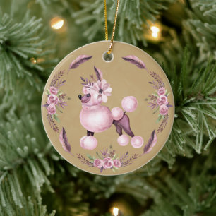 Ornamento floral Fancy French Poodle