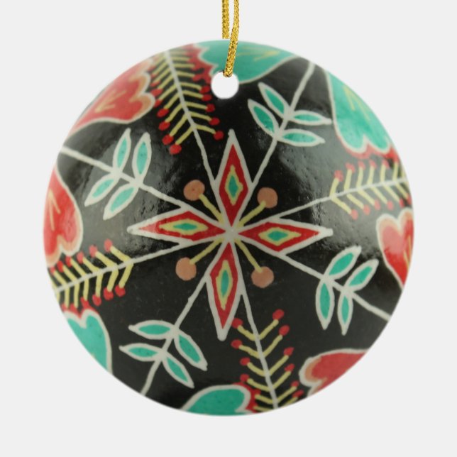 Ornamento floral rojo y verde (Frente)