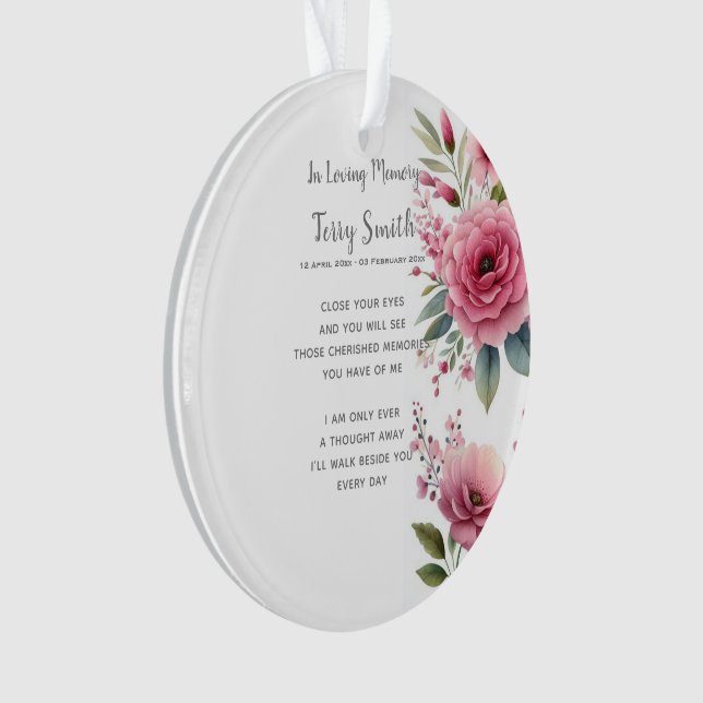 Ornamento floral rosa para funeral / memorial (Anverso)