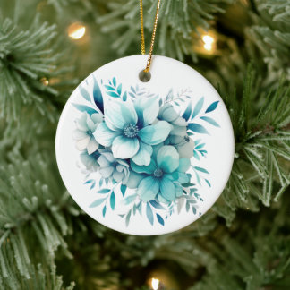 Ornamento floral turquesa claro