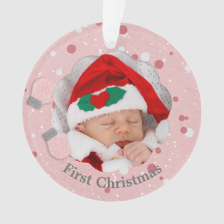 Ornamento fotográfico Baby First Christmas Pink Mi
