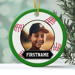 Ornamento fotográfico de béisbol para jóvenes