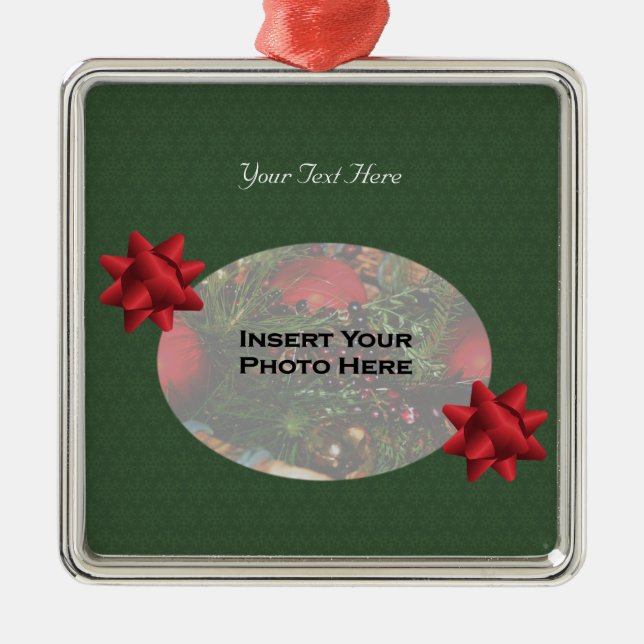 Ornamento fotográfico de copos rojos con copas de  (Frente)