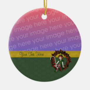 Ornamento fotográfico de festividad de Elf Wreath,