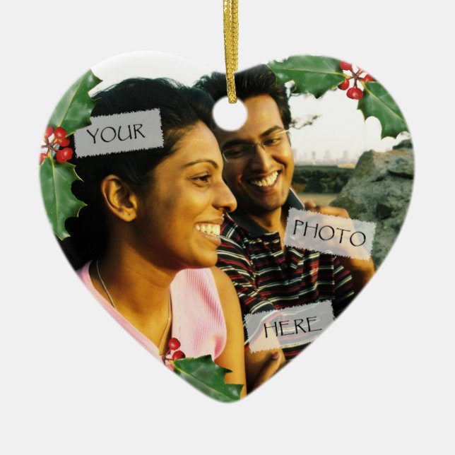 Ornamento fotográfico de navidades de pareja (Frente)