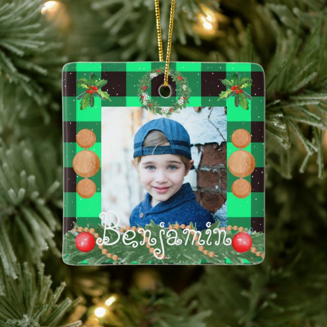 Ornamento fotográfico de placas verdes y camiones  (Árbol)