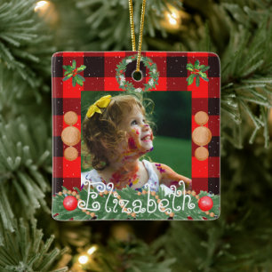 Ornamento fotográfico de placas y camiones rojos v