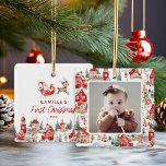 Ornamento fotográfico de Santa Bebé 1 Navidades<br><div class="desc">¡Celebra la primera Navidad de tu bebé con este adorable adorable adorno de Santa! Perfecto para los padres primerizos, este keepsake capta la magia de la temporada y será un recuerdo preciado en los años venideros. Personalizar con el nombre de tu pequeño y haz que su primera fiesta sea extra...</div>