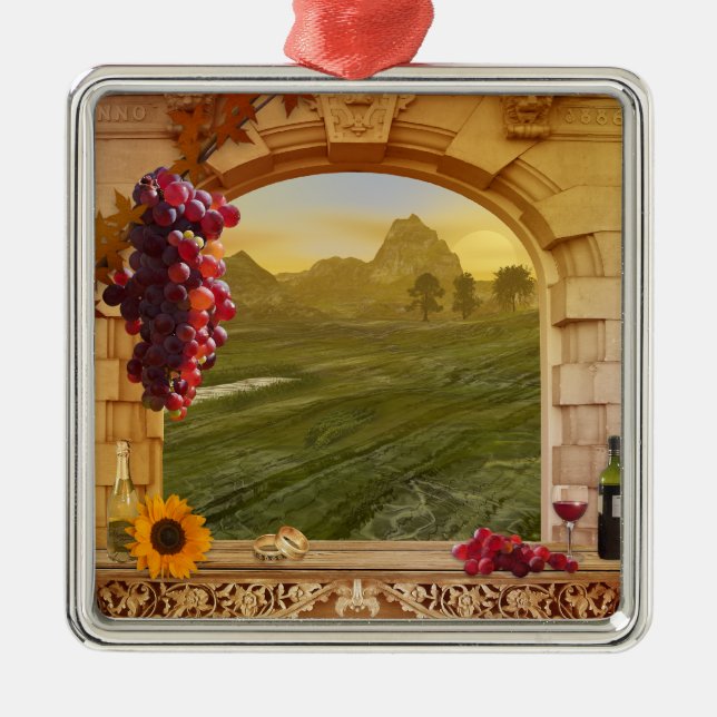 Ornamento fotográfico de viñedos de personalizable (Frente)