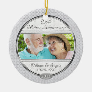 Ornamento fotográfico del Personalizado Silver 25