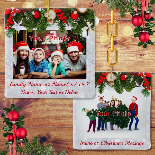 Ornamento fotográfico familiar de 2 lados, persona (Personalised Family Christmas ornament. Personalized photo Christmas ornaments. Family Ornaments. )