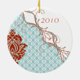 Ornamento fotográfico familiar de Navidades Damask