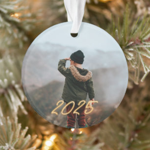 Ornamento fotográfico Golden Neon 2025