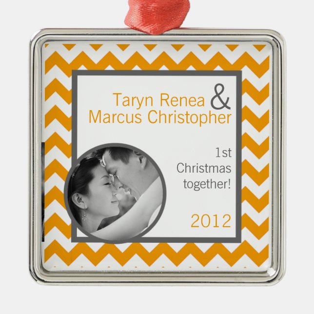Ornamento fotográfico personalizado Chevron gris a (Frente)