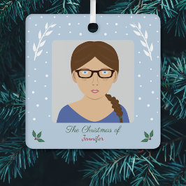 Ornamento fotográfico Personalizado de Nieve y Hol