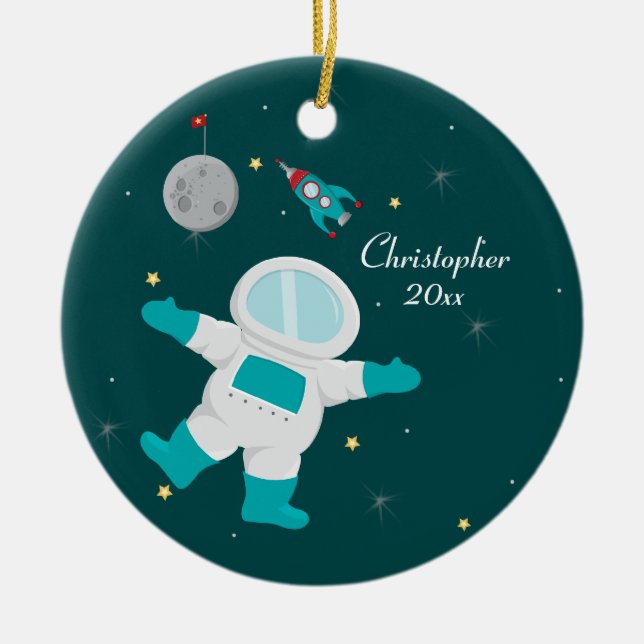 Ornamento fotográfico personalizado del astronauta (Frente)