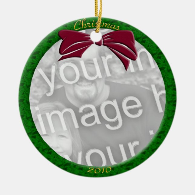 Ornamento fotográfico personalizado verde (Frente)