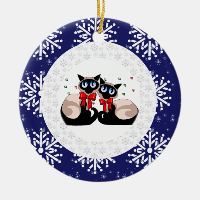 Ornamento - gatos siameses del navidad (Frente)