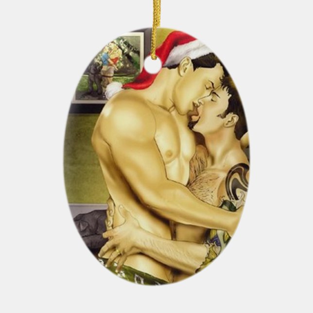Ornamento gay del beso de Santa (Frente)