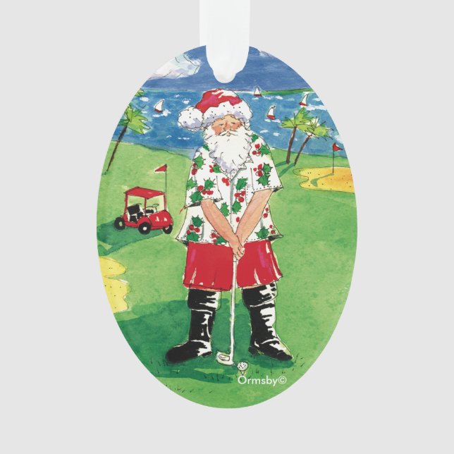 Ornamento golfing del navidad de Santa (Anverso)