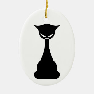 Ornamento gótico de silueta de gato negro