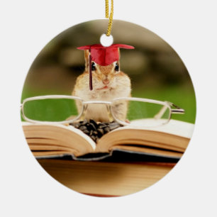 Ornamento graduado lindo del Chipmunk que estudia