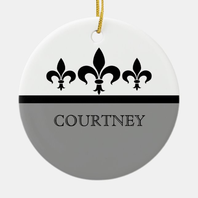 Ornamento Gray Swanky Fleur De Lis (Frente)