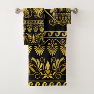 Ornamento griego de lujo negro y oro