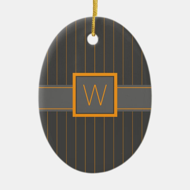 Ornamento gris con Naranja Pinstripes (Frente)