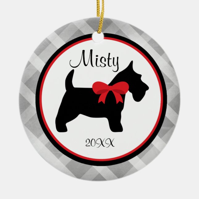 Ornamento gris del mascota de Terrier del escocés (Frente)