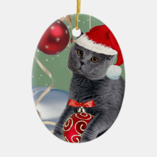 Ornamento gris del navidad del gato