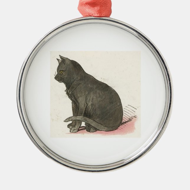 Ornamento gris lindo del navidad del gato (Frente)