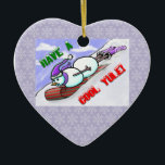 Ornamento Guay Yule Snowman<br><div class="desc">Arte original de Jolie E. Bonnette,  artista de Houston.</div>