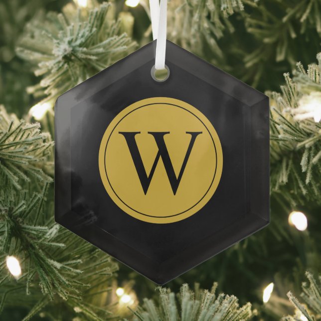 Ornamento hexagonal de vidrio con monograma person (in situ)