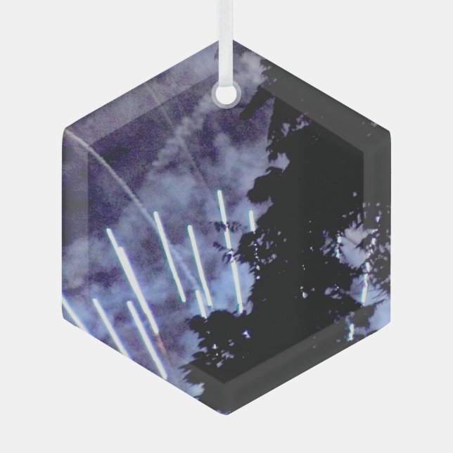 Ornamento hexágono de vidrio de fuegos artificiale (Anverso)