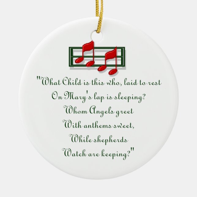 Ornamento himno "¿Qué niño es esto?" Navidades (Frente)