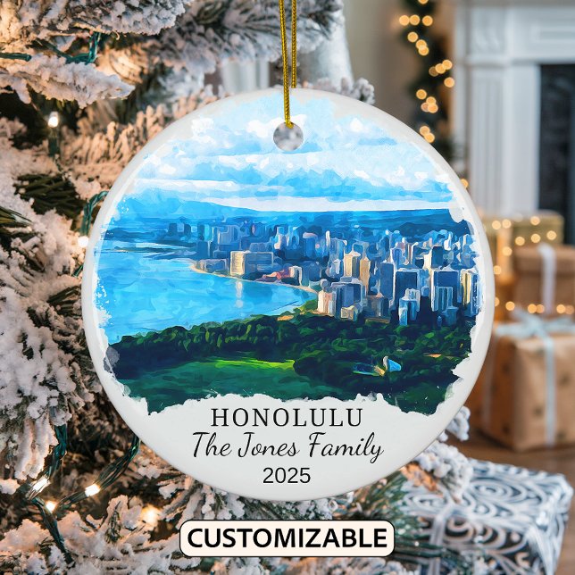 Ornamento Honolulu personalizado, regalo de Hawaii (Subido por el creador)