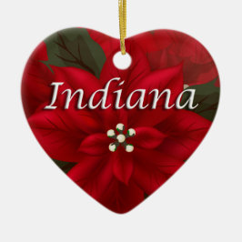 Ornamento Indiana Red Poinsettia Heart Keepsake