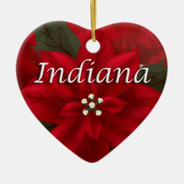 Ornamento Indiana Red Poinsettia Heart Keepsake (Frente)