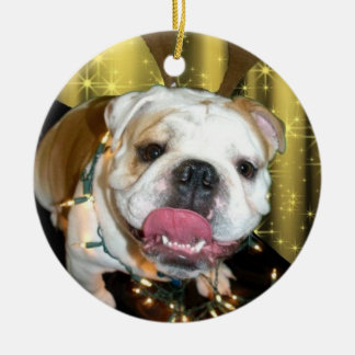 Ornamento inglés del navidad del bulldog