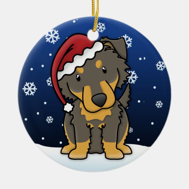 Ornamento inglés del navidad del pastor del dibujo (Frente)