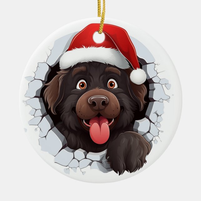 Ornamento innovador 3D de perro de Terranova (Frente)