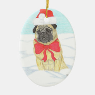 Ornamento Inspirador de Pug de Nieve