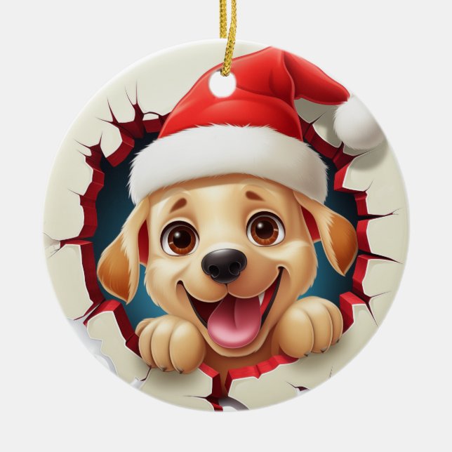 Ornamento irruptivo de perro de Golden Retriever 3 (Frente)