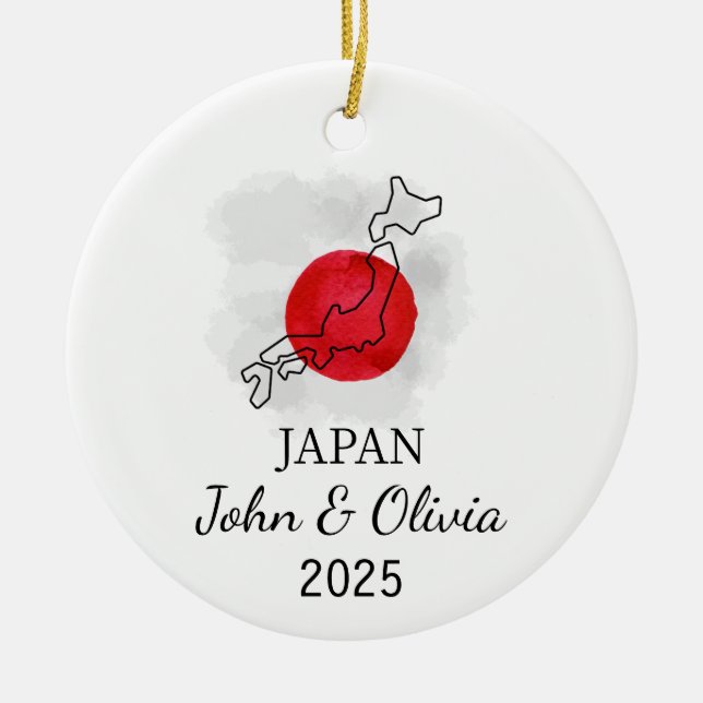 Ornamento japonés personalizado, regalo de bandera (Frente)