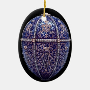 Ornamento Jeweled azul del huevo