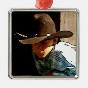 Ornamento joven del navidad del vaquero