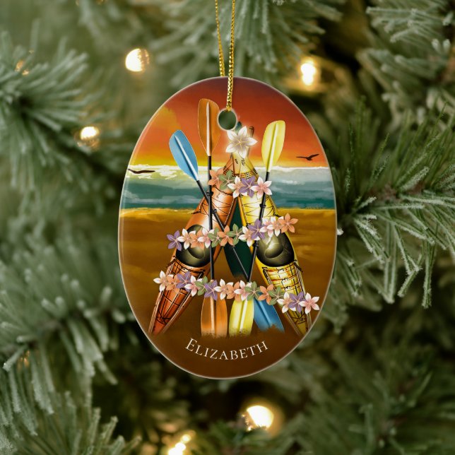 Ornamento kayak con árbol de Navidad tropical kaya (Árbol)