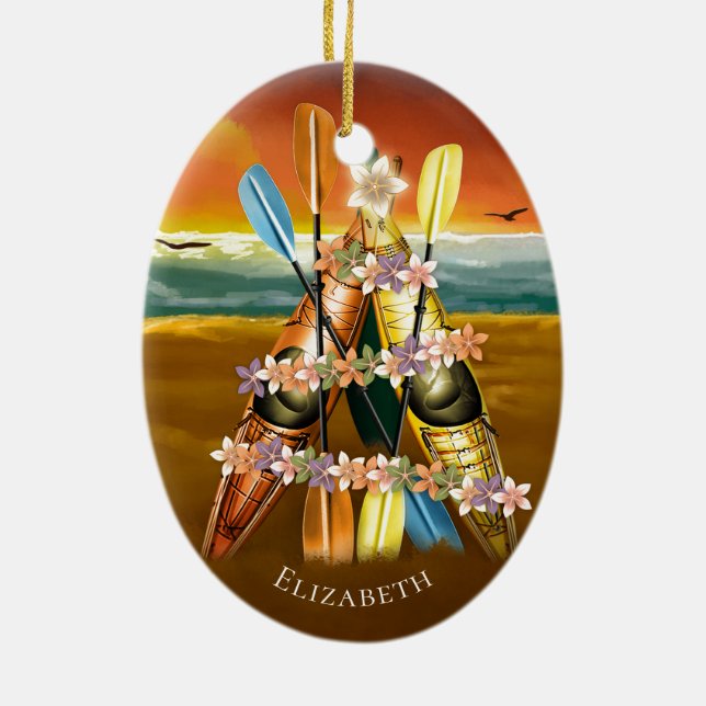Ornamento kayak con árbol de Navidad tropical kaya (Atrás)